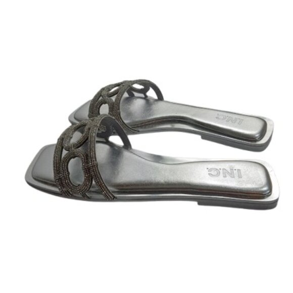 INC International Concepts Womens Hannah Slide Sandals in Silver Crystal 8 - Picture 6 of 8